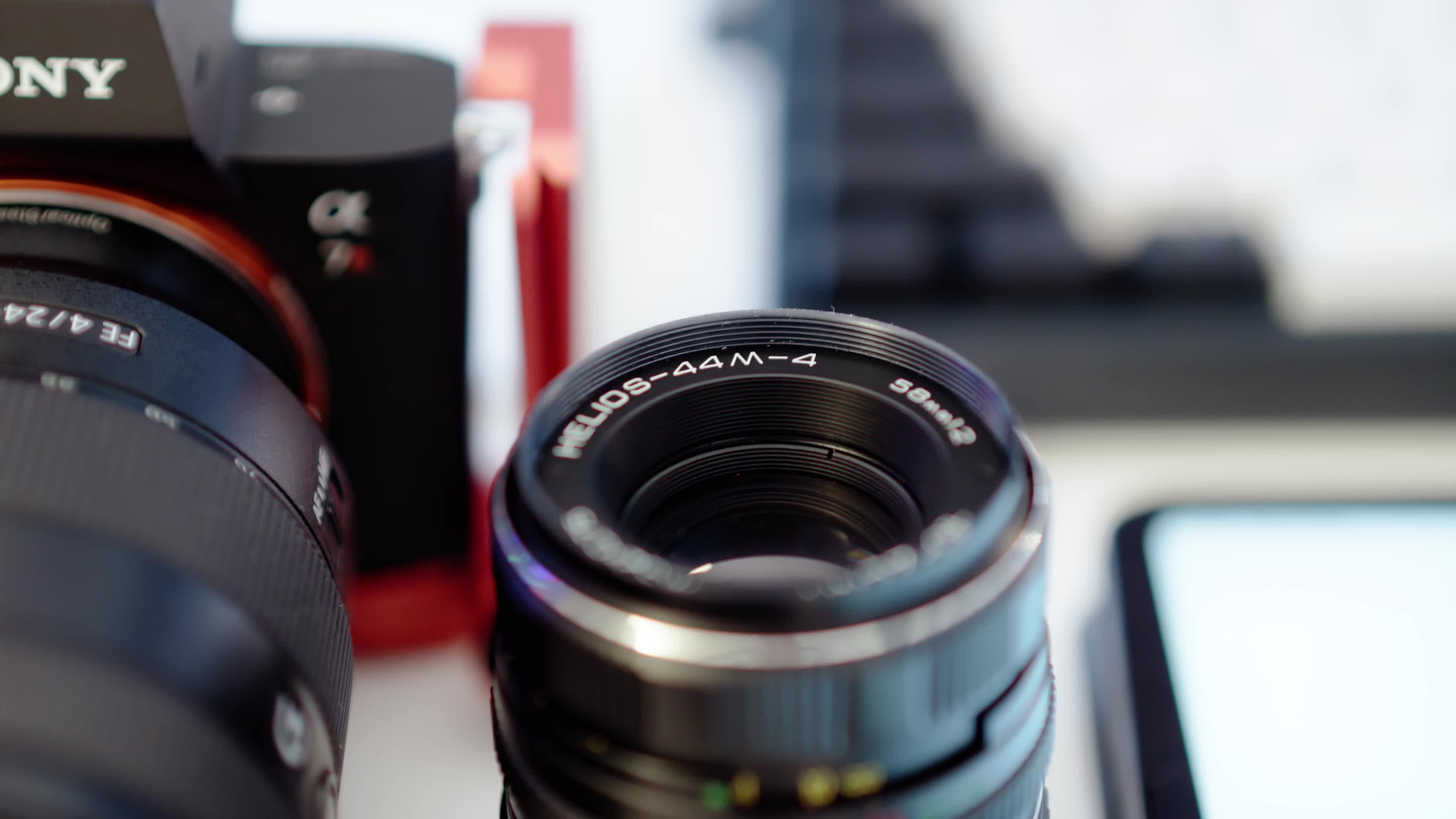 Close-Up of Vintage Helios Camera Lens Free Stock Video Footage ...