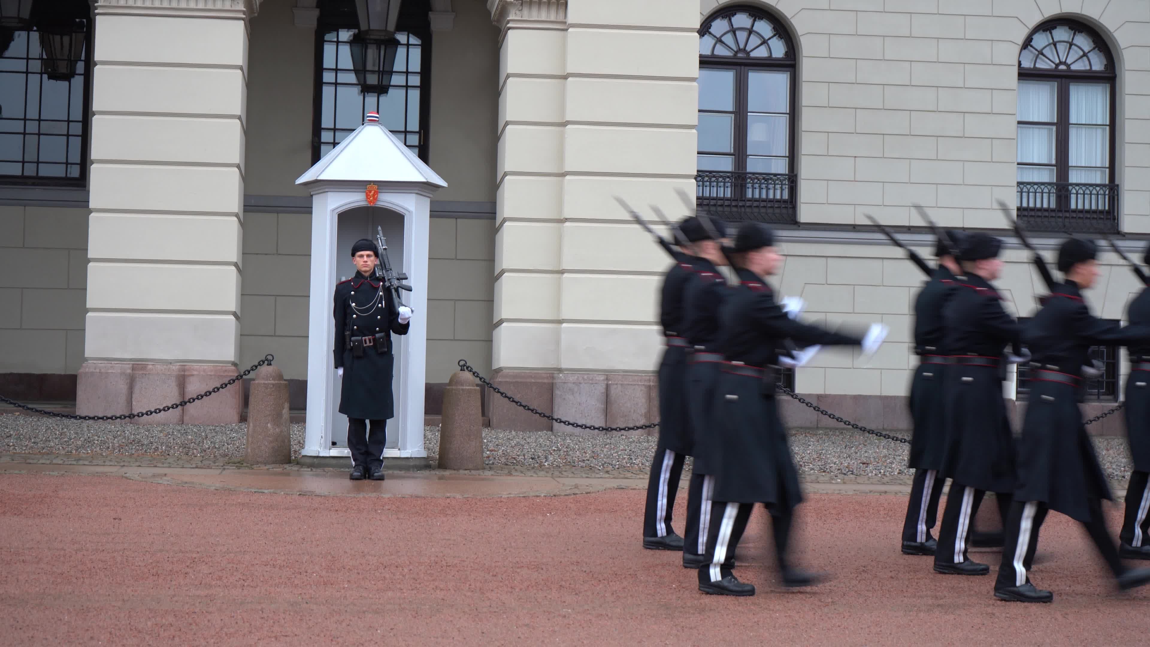 Royal Guard Marching Ceremony Oslo Castle Free Stock Video Footage ...