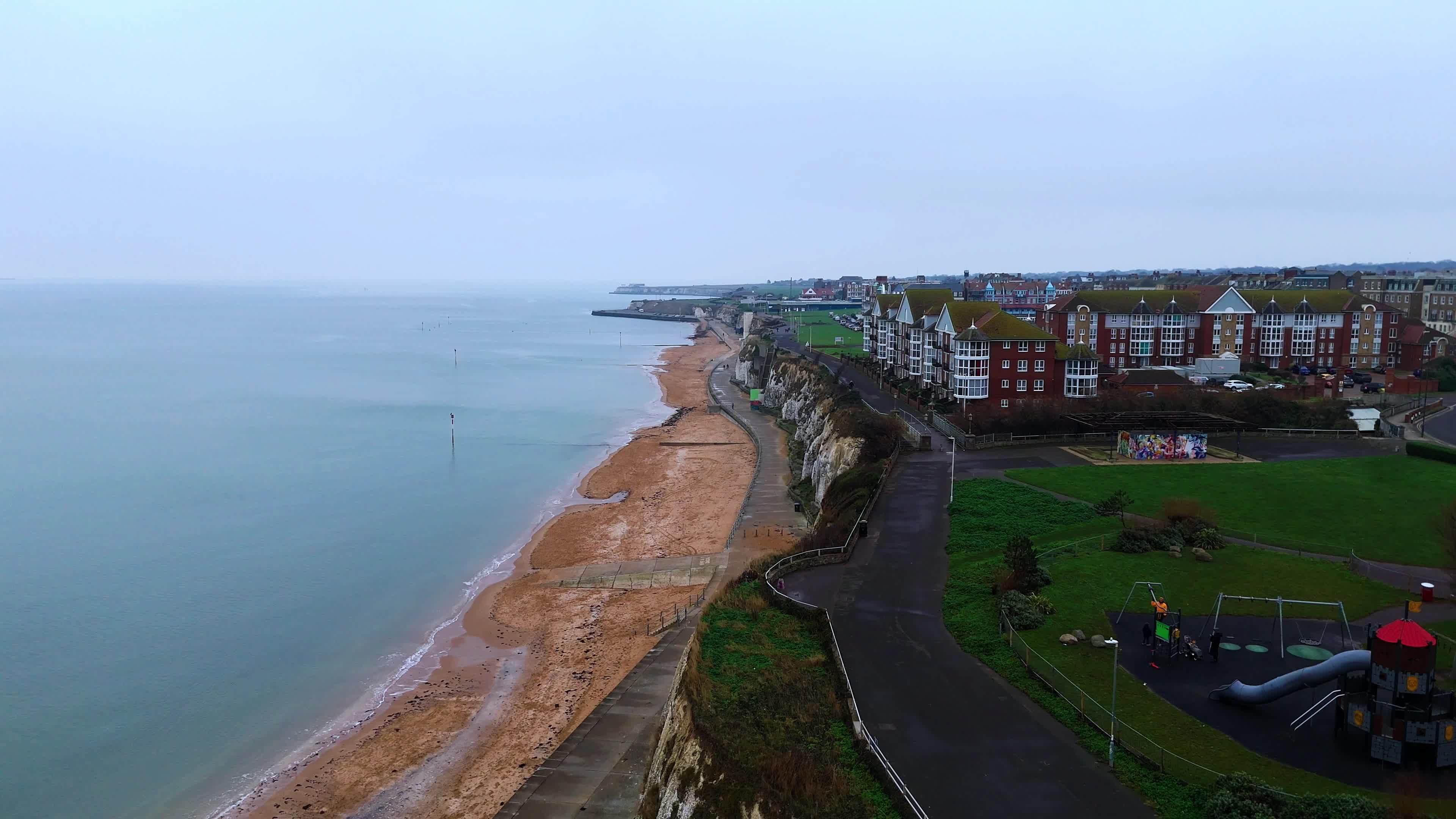 Aerial View of Coastal Town and Beachfront Free Stock Video Footage ...