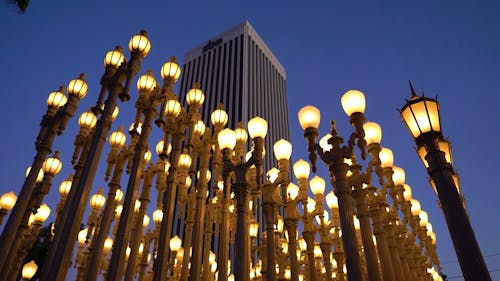 Rows Of Lamppost As Landmark In Los Angeles