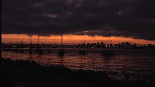 Boats Anchored At Sea Bay