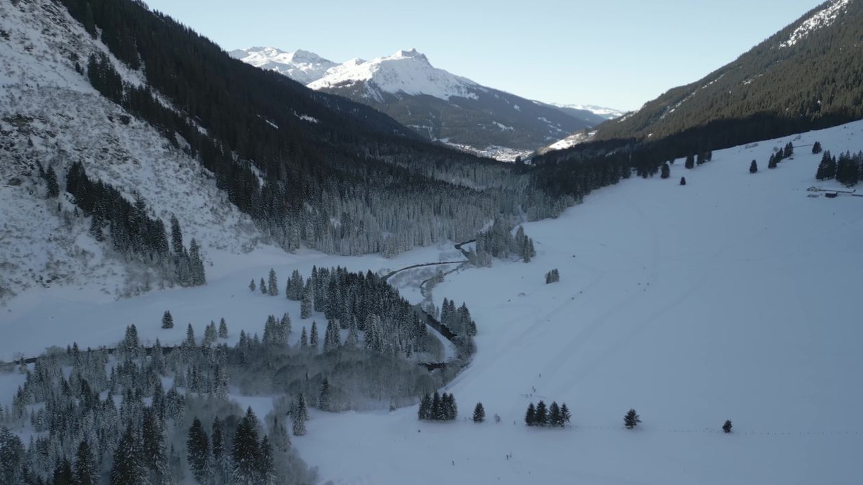 Majestic Winter Mountain Valley Aerial View Free Stock Video Footage ...
