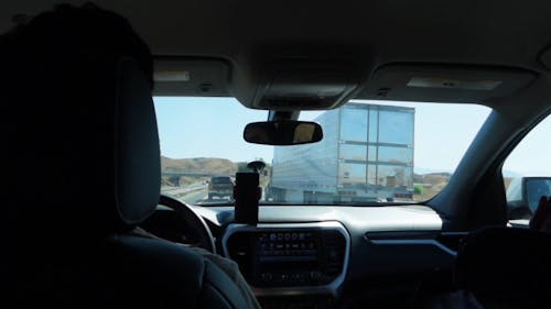 Road Travel Footage On A Highway From Inside A Car