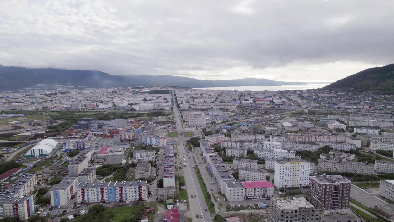 Aerial View of Urban Cityscape with Cloudy Sky Free Stock Video Footage ...