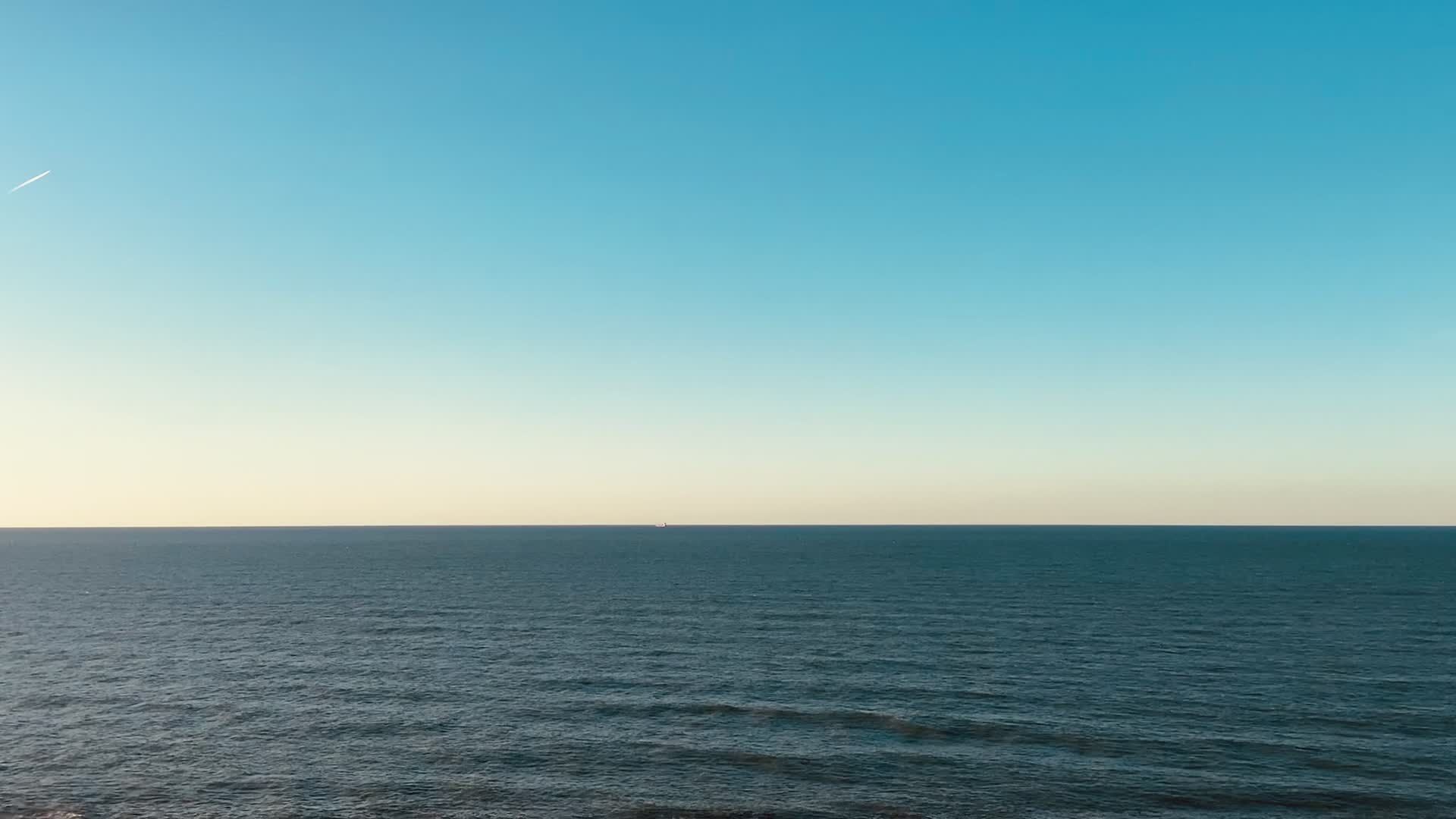 Aerial View of Serene Ocean Horizon at Sunset Free Stock Video Footage ...
