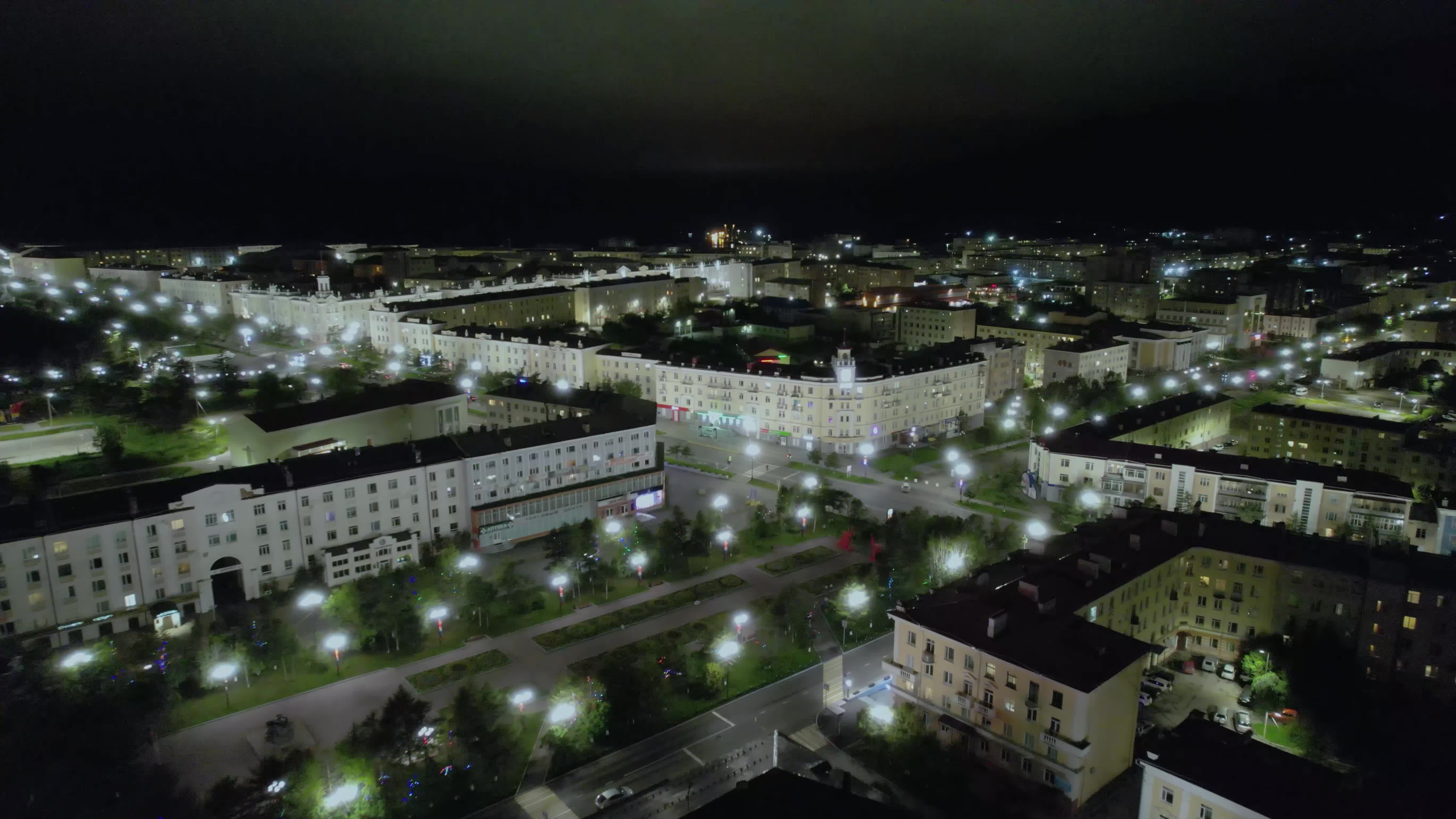 Aerial Night View of Illuminated Cityscape Free Stock Video Footage ...