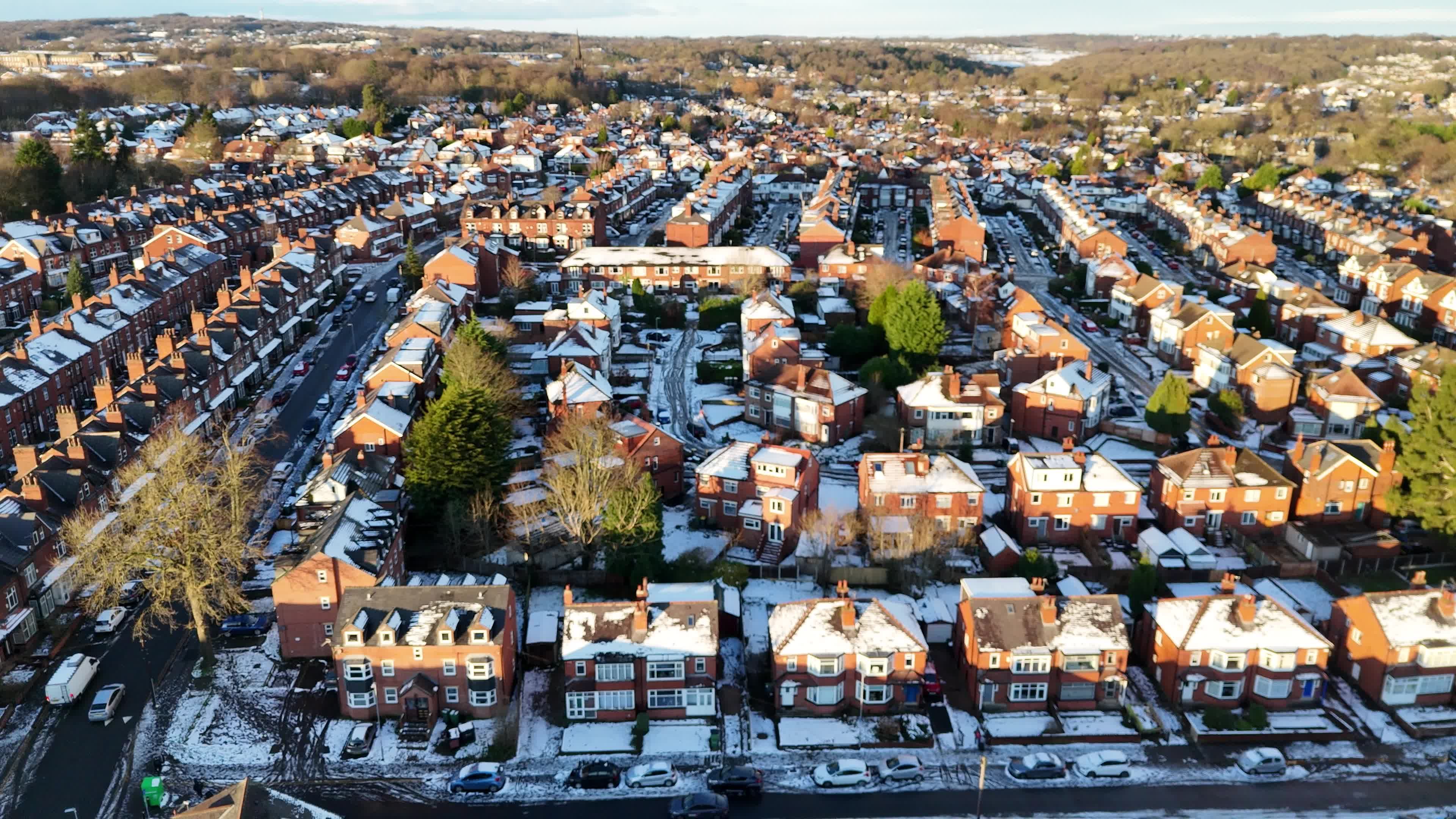 Snowy Aerial View of Suburban Neighborhood Free Stock Video Footage ...