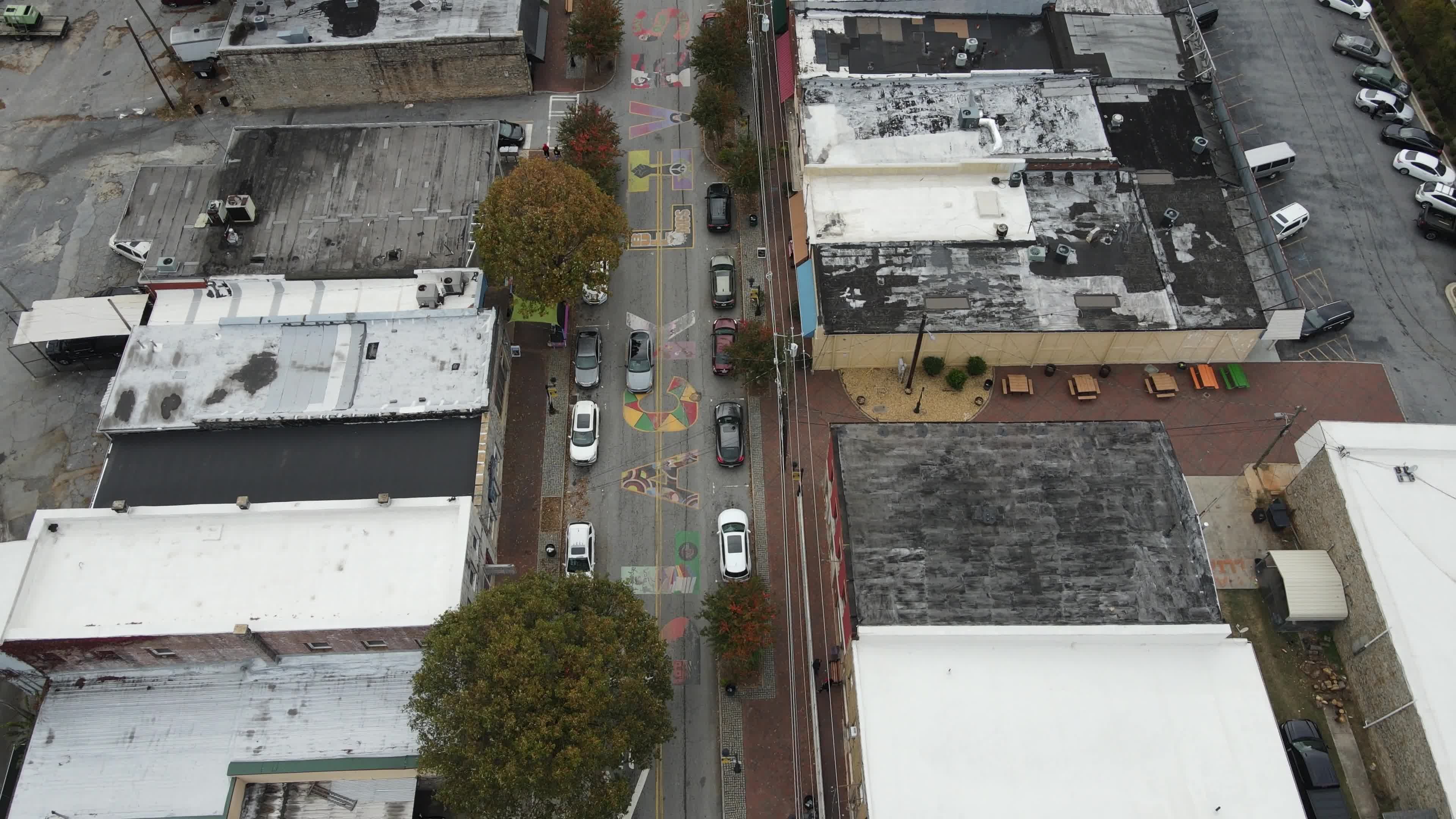 Aerial View of Decatur Street Mural Scene Free Stock Video Footage ...