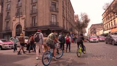 bustling street life in downtown mexico city