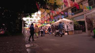 bustling market street in downtown mexico city