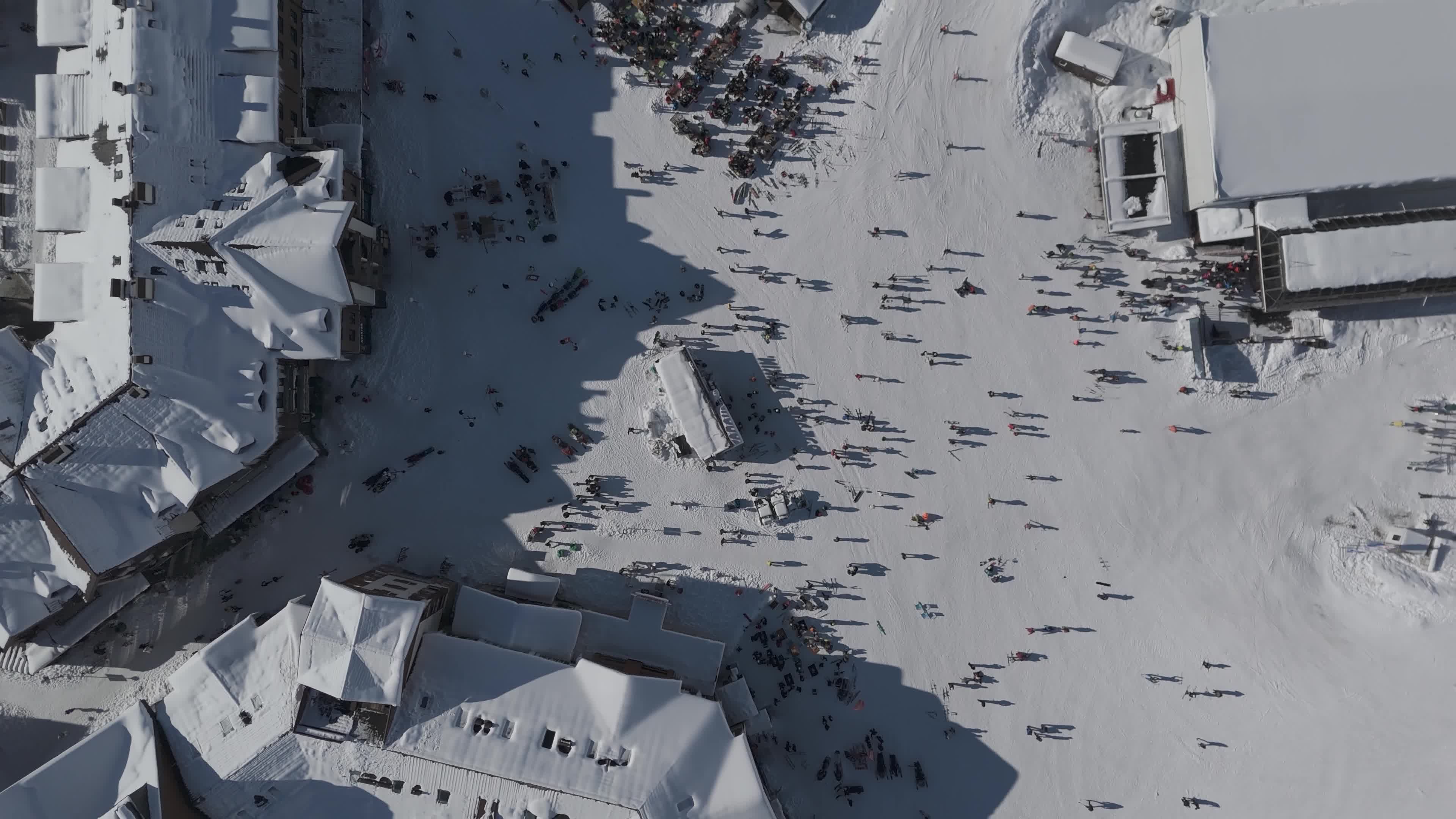 Aerial View of Bustling Ski Resort Free Stock Video Footage, Royalty ...