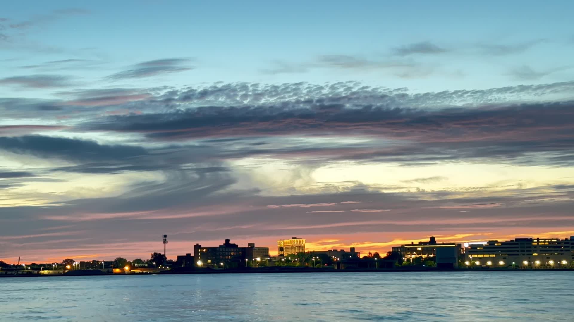 Stunning Sunset Over City Skyline by Water Free Stock Video Footage ...