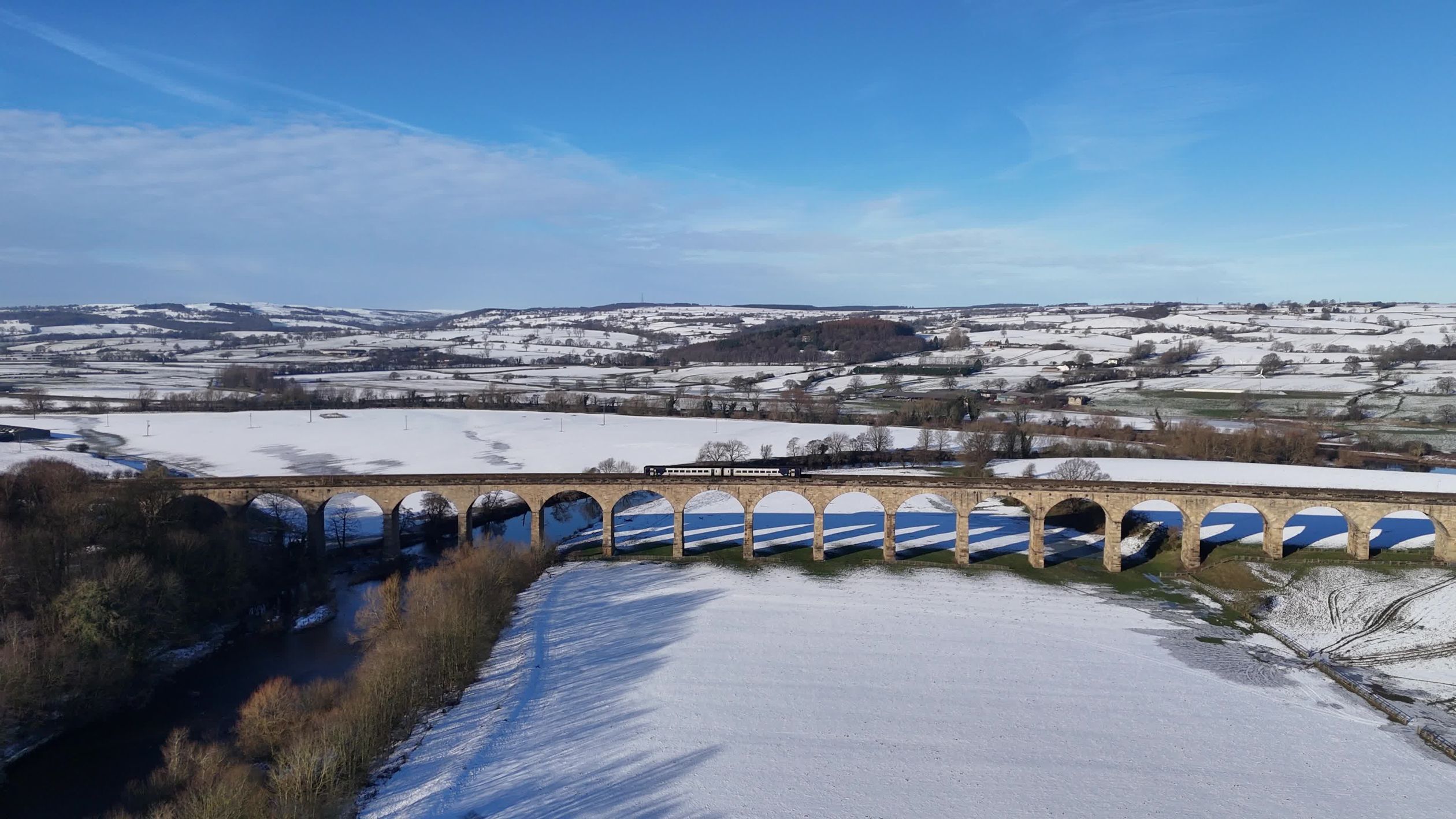 Historic Arthington Viaduct in Winter Snow Free Stock Video Footage ...