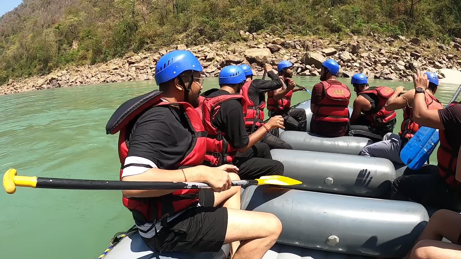 Exciting River Rafting Adventure in Blue Helmets Free Stock Video ...
