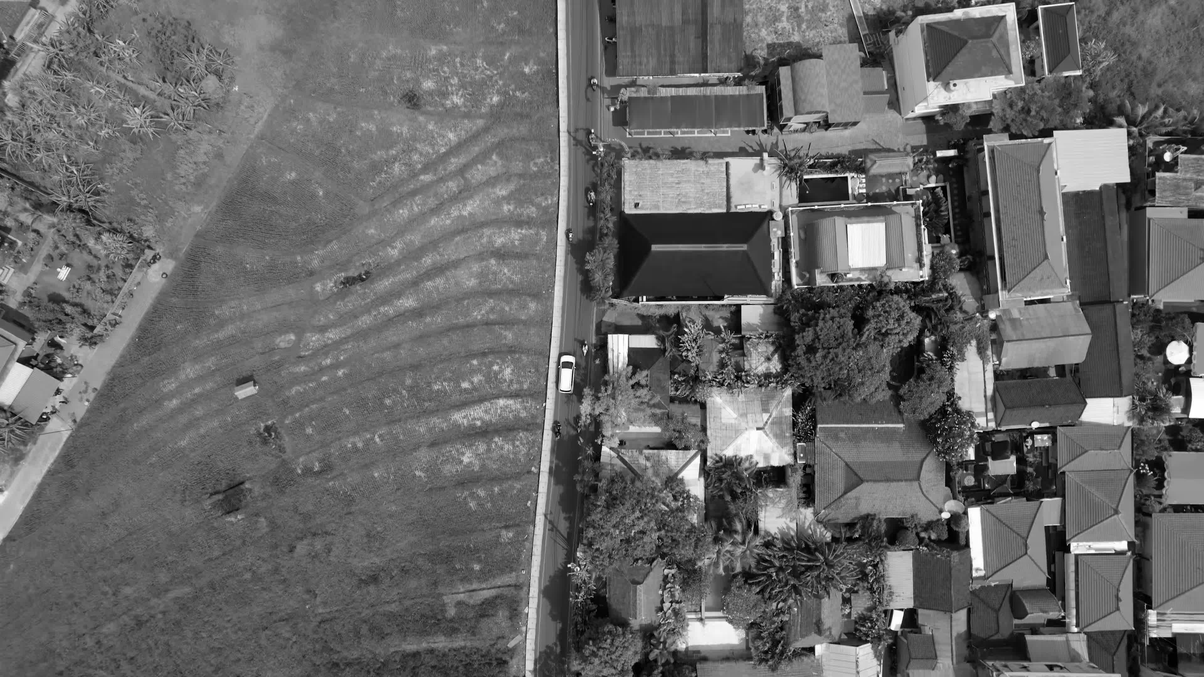 Aerial View of Rural Urban Border in Black and White Free Stock Video ...