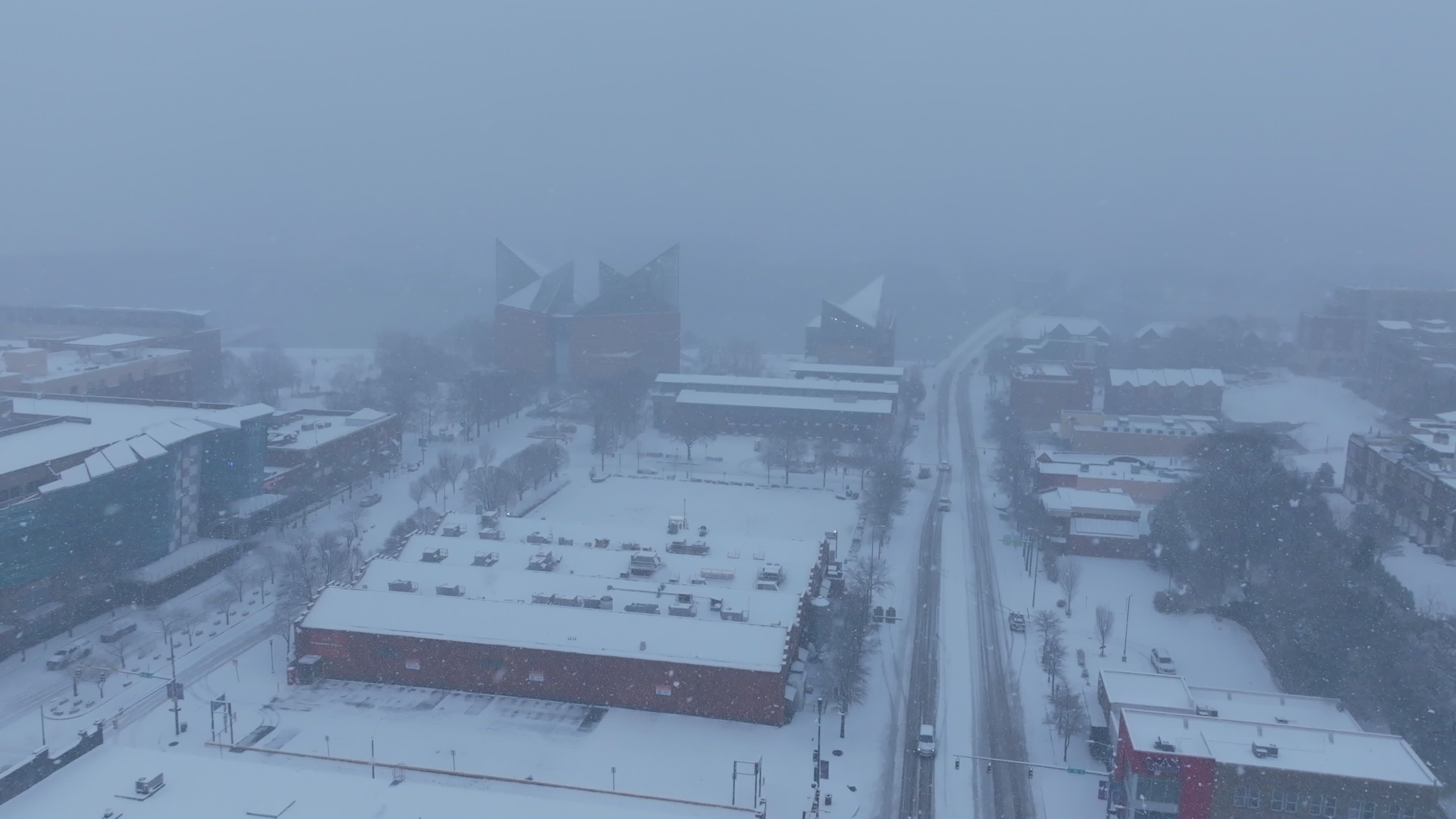 Snowy Aerial Cityscape in Winter Free Stock Video Footage, Royalty-Free ...