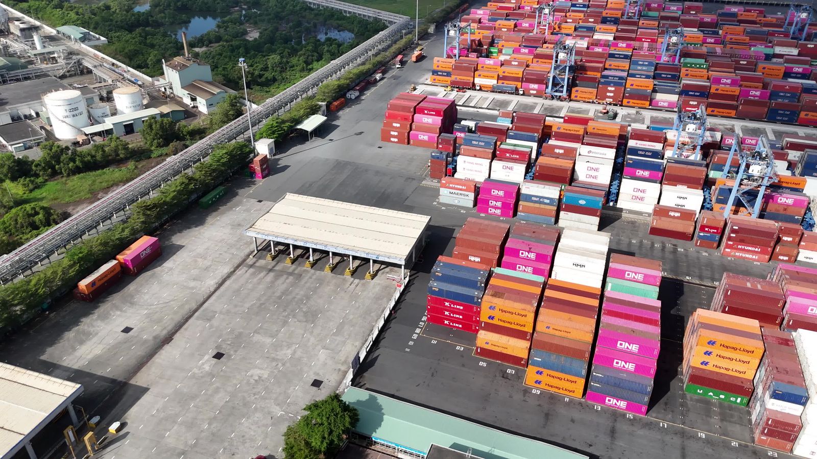 Single Shipping Container Aerial Aerial View of Shipping Containers and Trucks Free Stock Video Footage ...