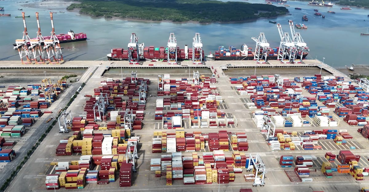 Aerial View of Busy International Container Port Free Stock Video ...
