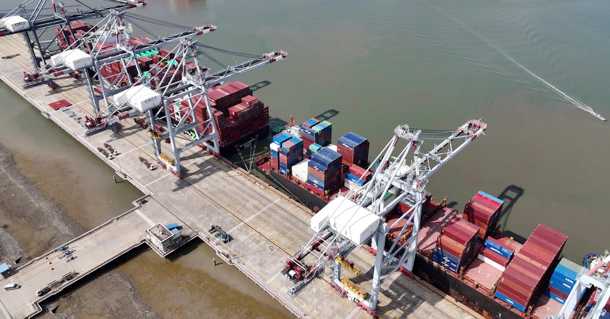 Aerial View of Busy Shipping Port Terminal Free Stock Video Footage ...