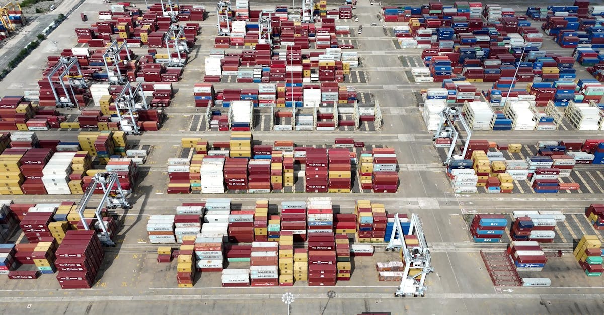Aerial View of Busy Container Terminal Operations Free Stock Video ...