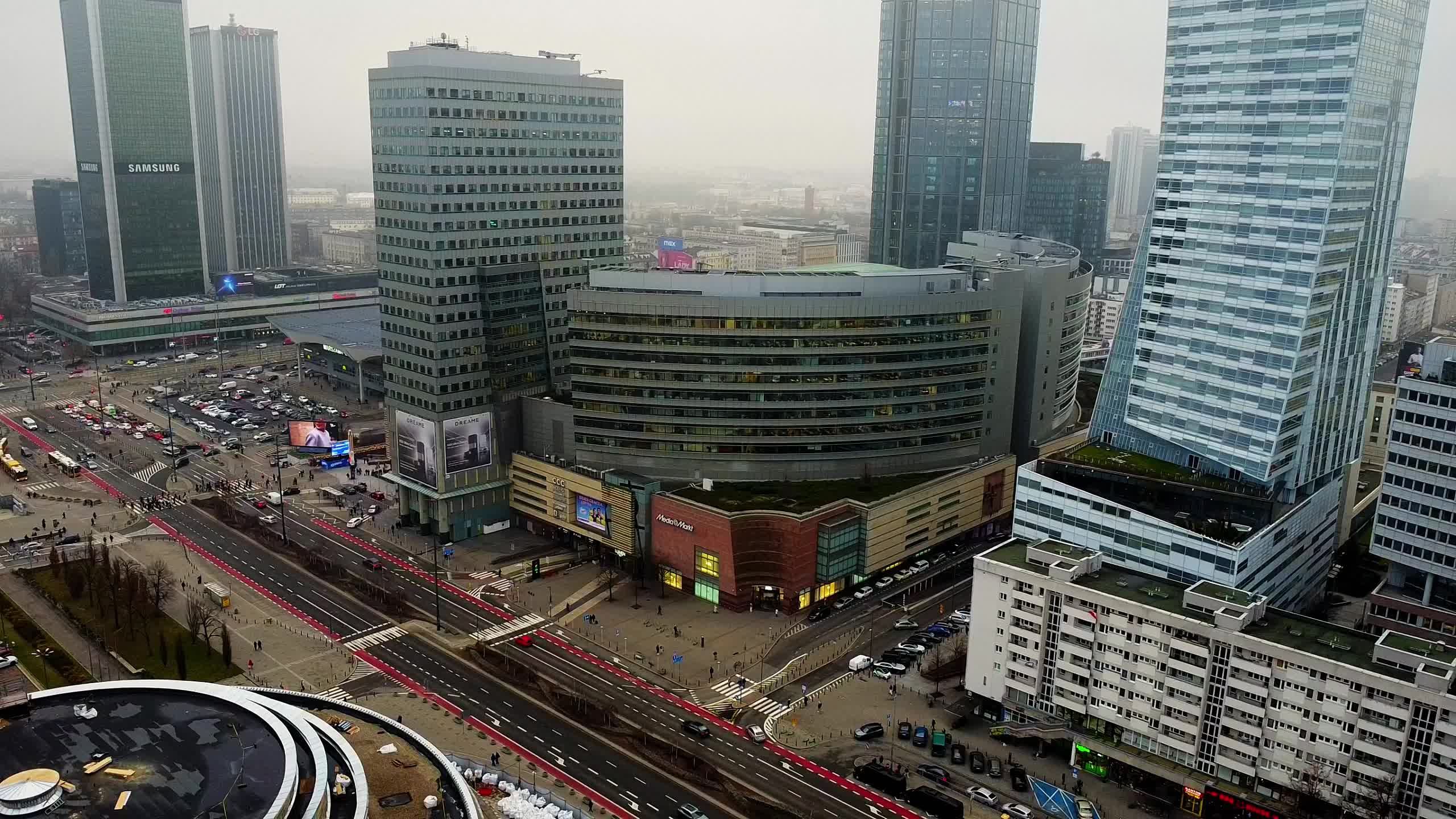 Aerial View of Urban City Skyline with Traffic Free Stock Video Footage ...