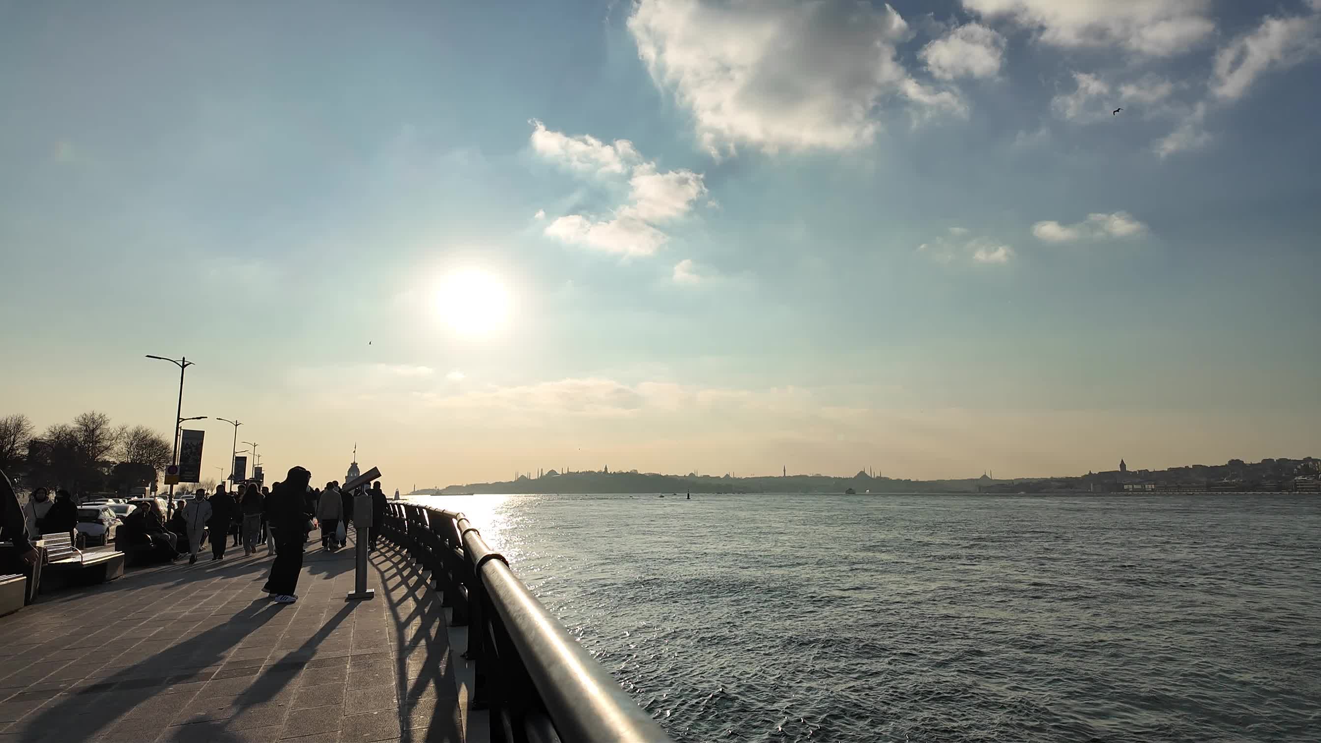 Scenic Waterfront Walkway in Istanbul at Sunset Free Stock Video ...