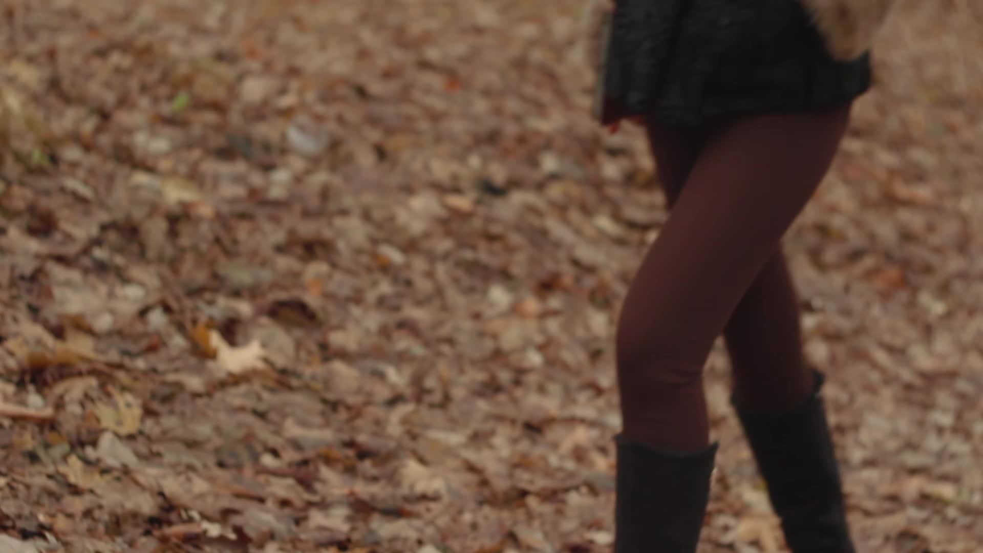 Young Woman Strolling in Autumn Forest Free Stock Video Footage ...