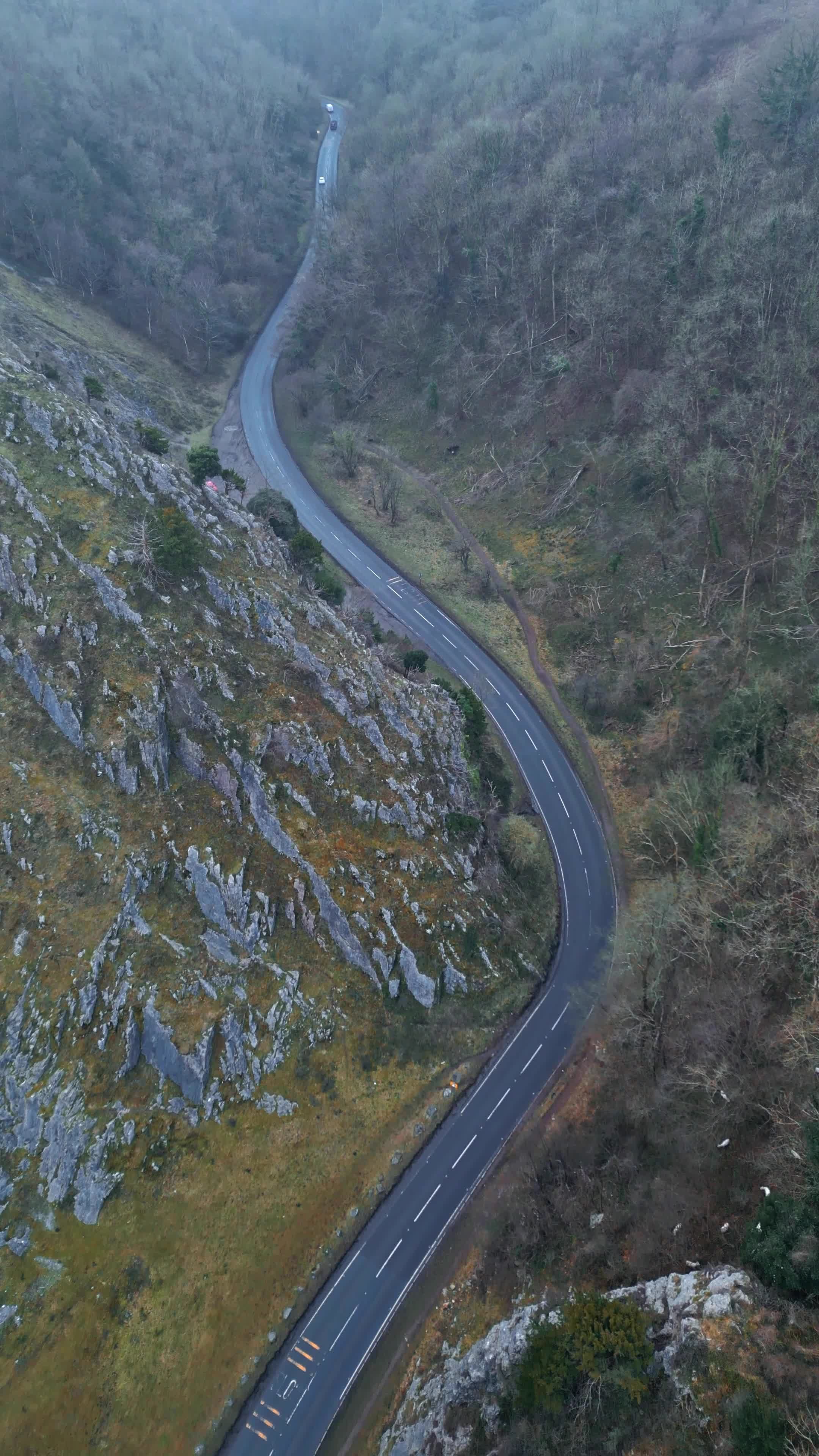 Aerial View of Cheddar Gorge Road, England Free Stock Video Footage ...