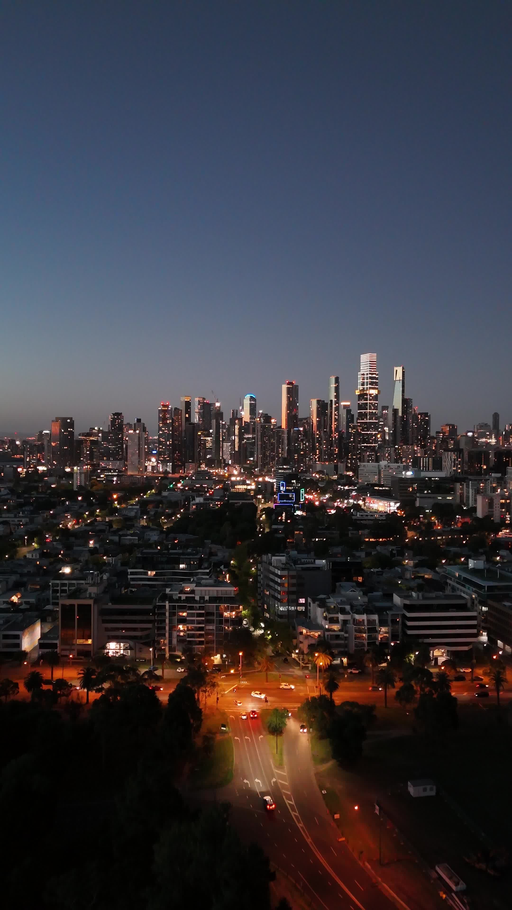 stunning melbourne night skyline timelapse 30330899