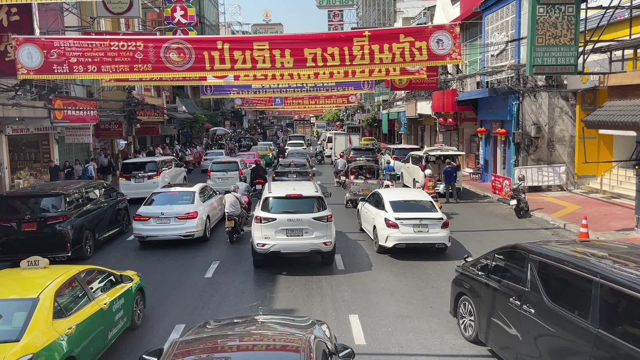 Busy Day in Bangkok's Chinatown Traffic Free Stock Video Footage ...