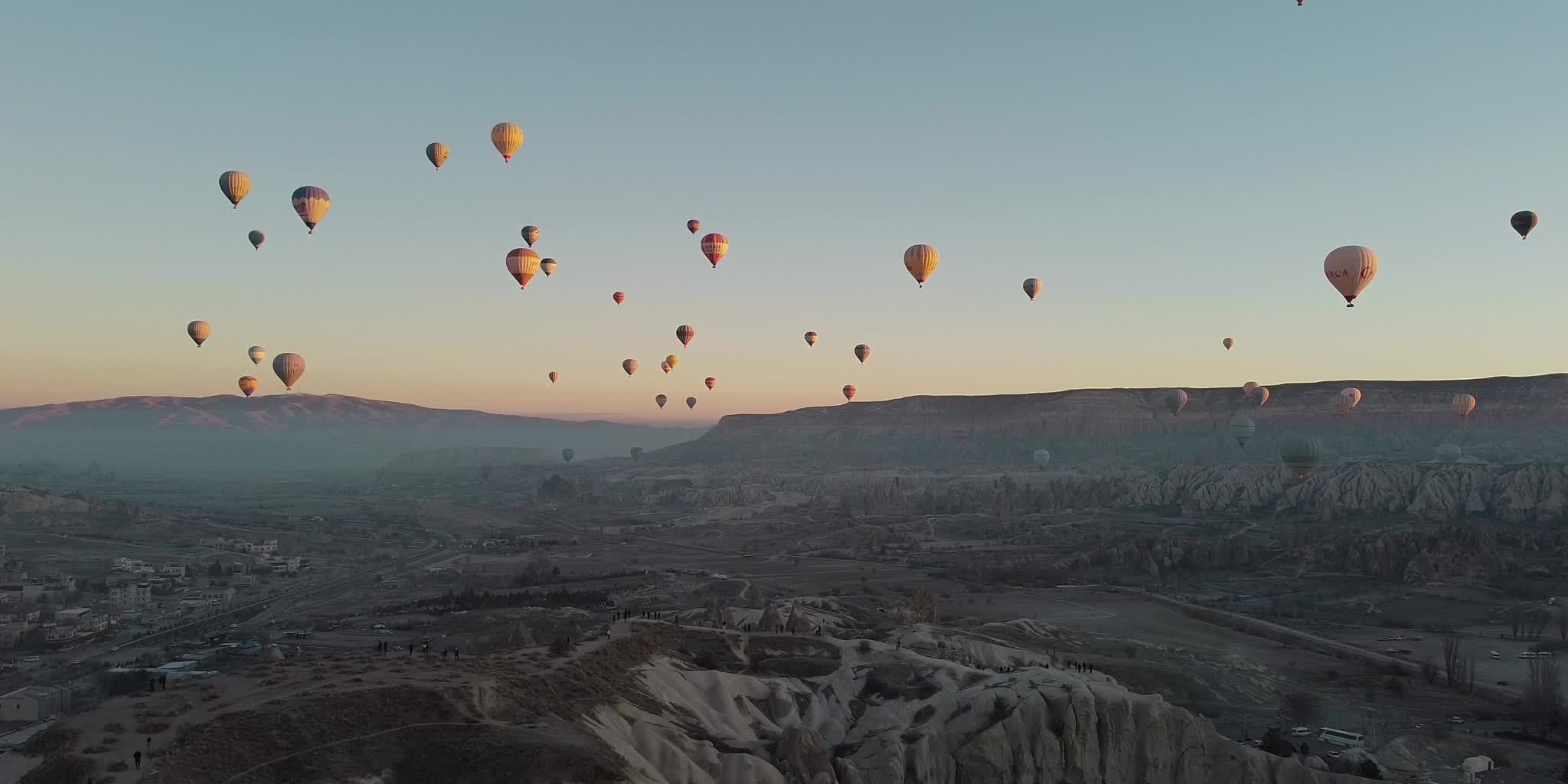 Aerial View of Hot Air Balloons in Cappadocia Free Stock Video Footage ...