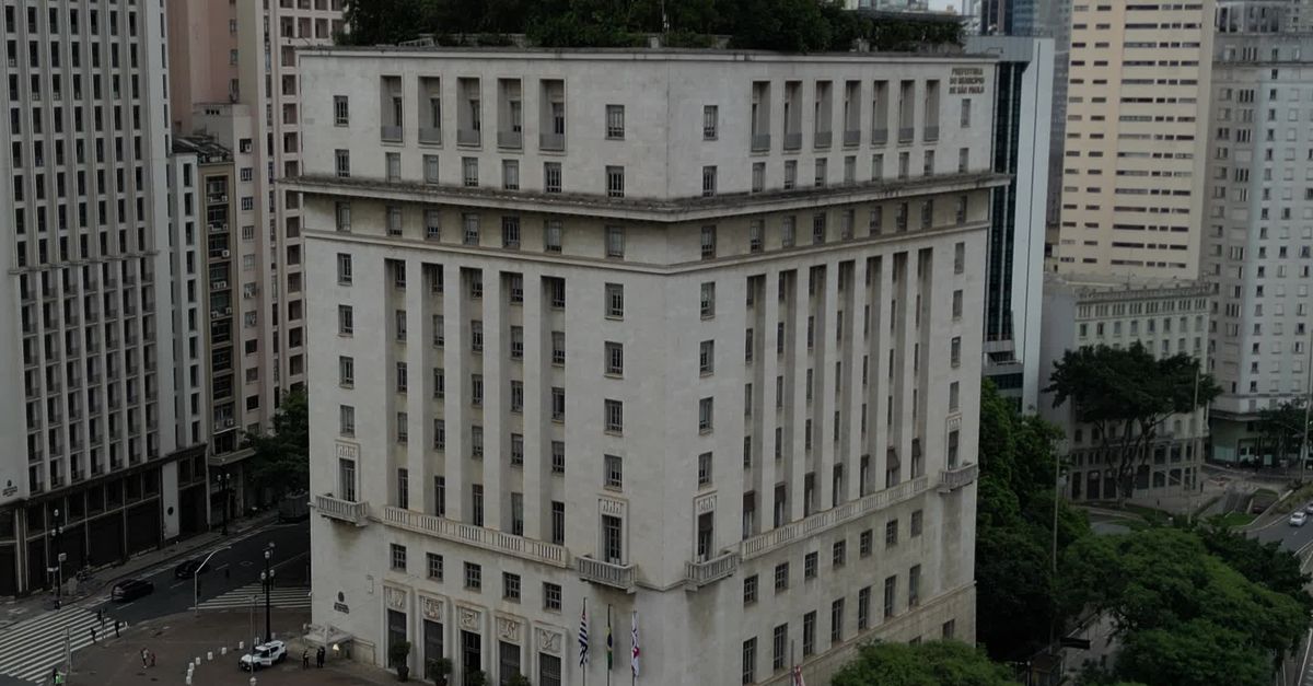 Cha Building Aerial View of Historic Viaduto do Chá Building Free Stock Video ...