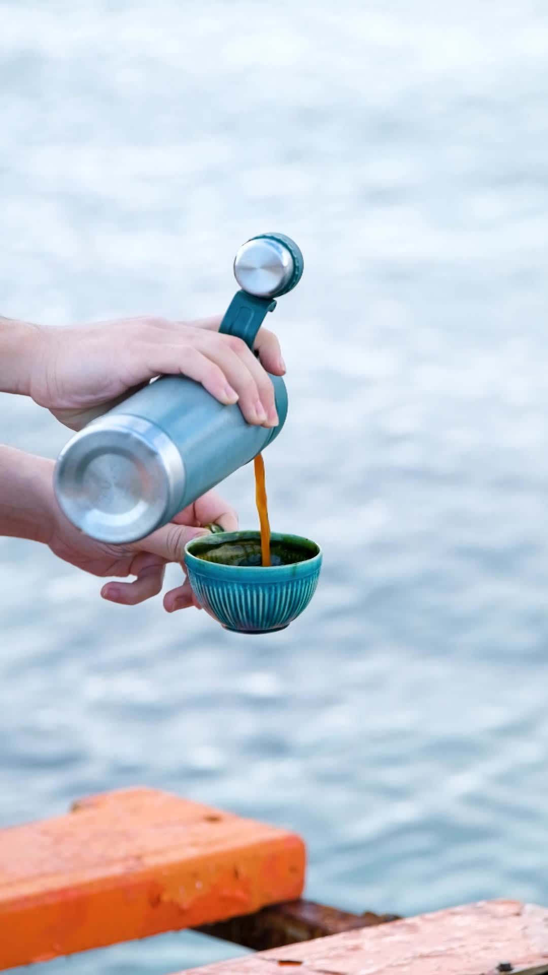 Pouring Coffee by the Sea for Serene Mornings Free Stock Video Footage ...