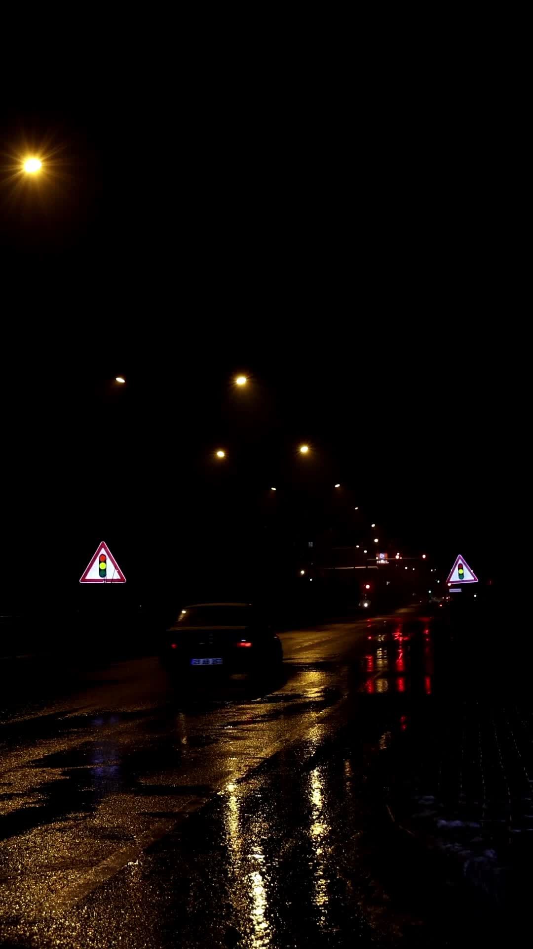 宁静郊区街道上阴雨绵绵的夜晚 · 免费素材视频