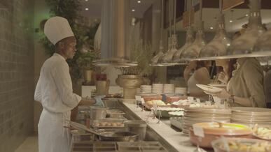 buffet breakfast at luxurious beach resort