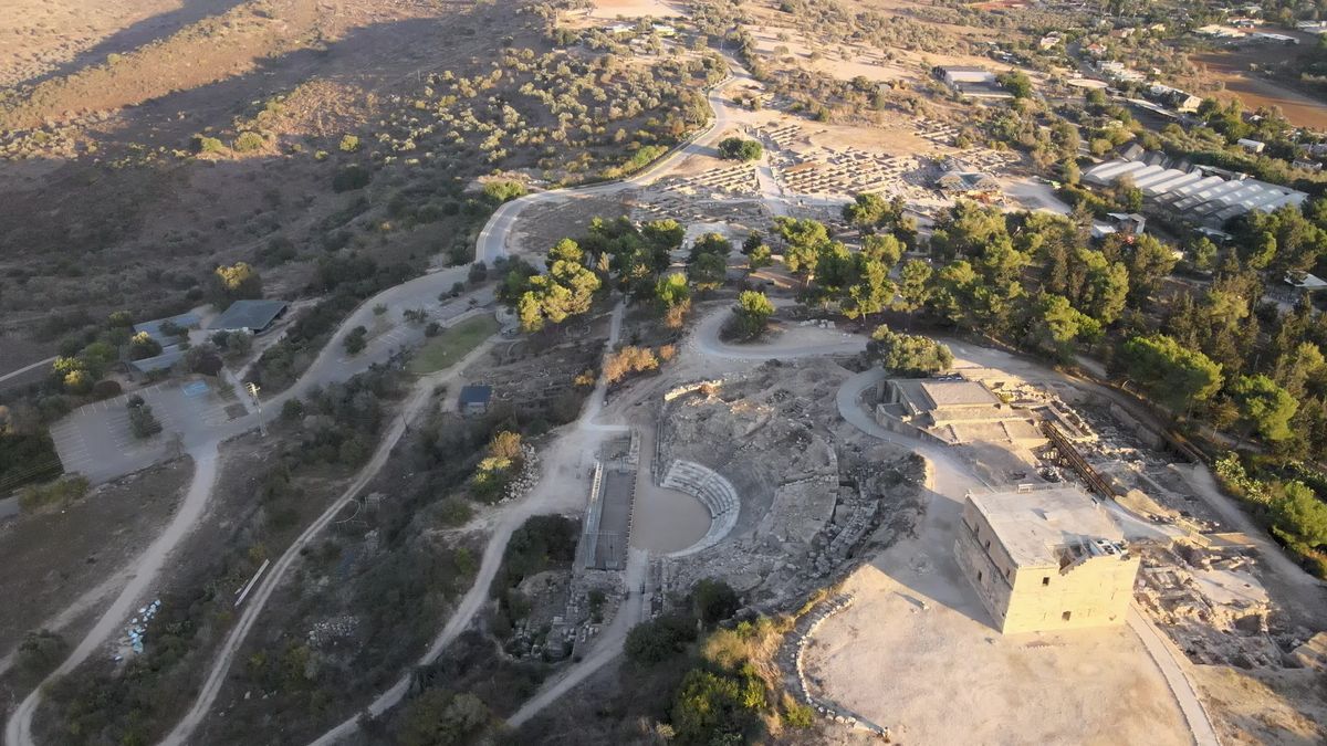 Aerial View of Ancient Roman Amphitheater Ruins Free Stock Video ...