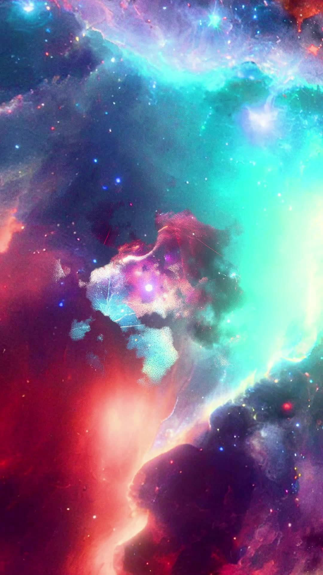 Vivid Cosmic Nebulae in Vibrant Color Showcase Free Stock Video