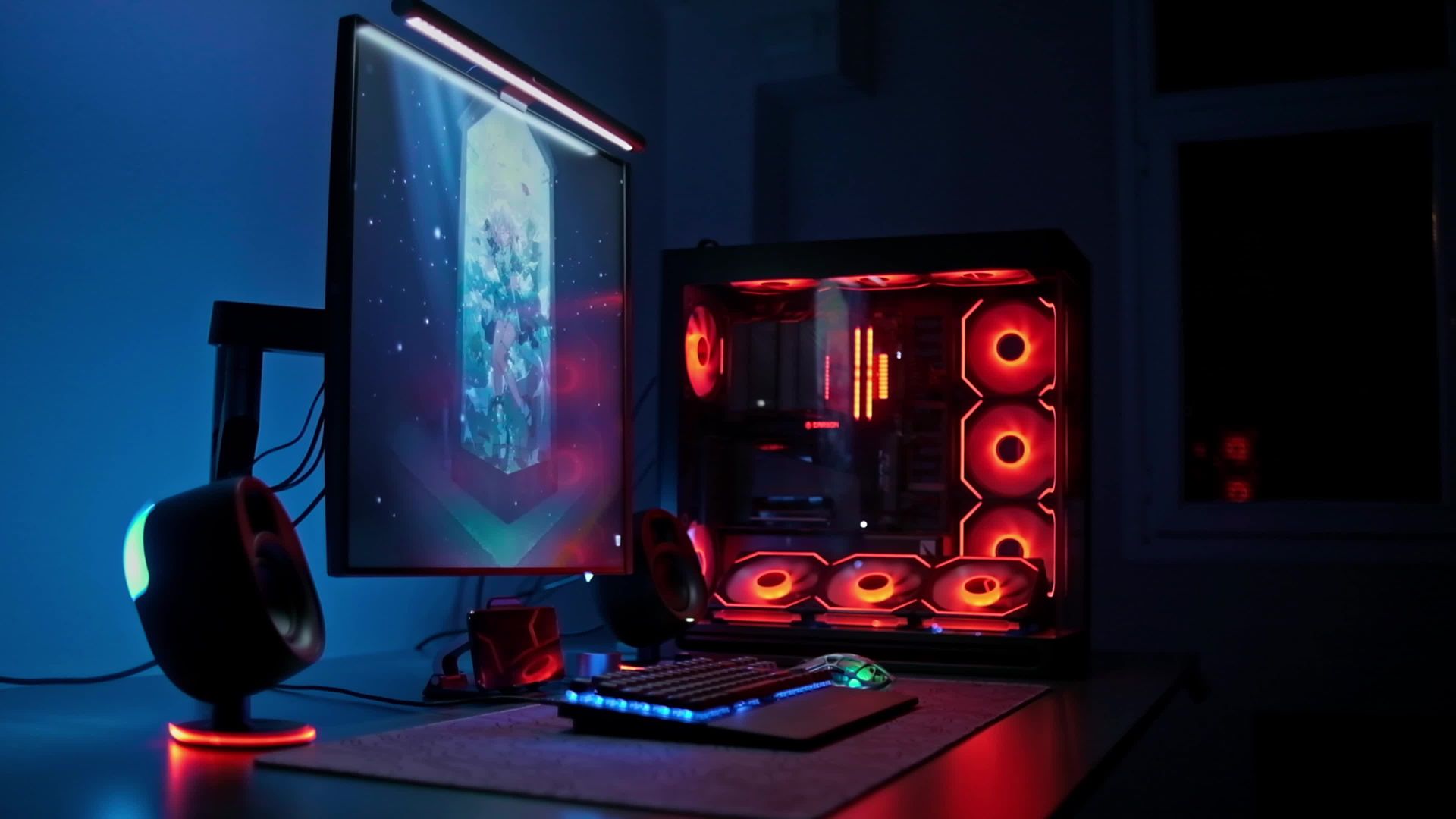Estação de jogos com computador gamer