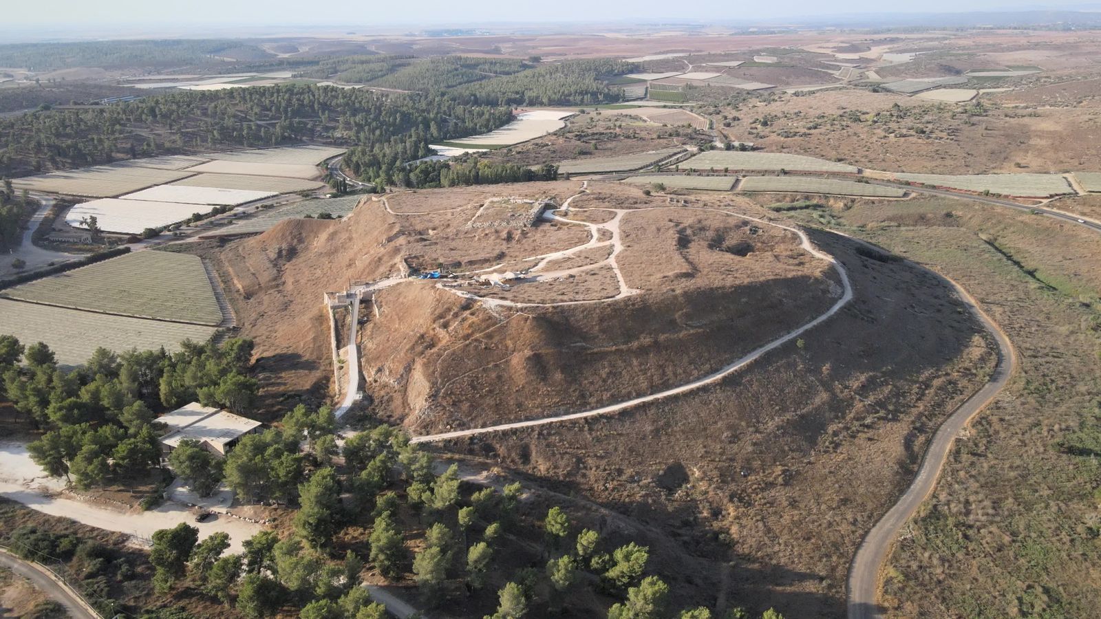 Aerial View of Ancient Archeological Site and Fields Free Stock Video ...
