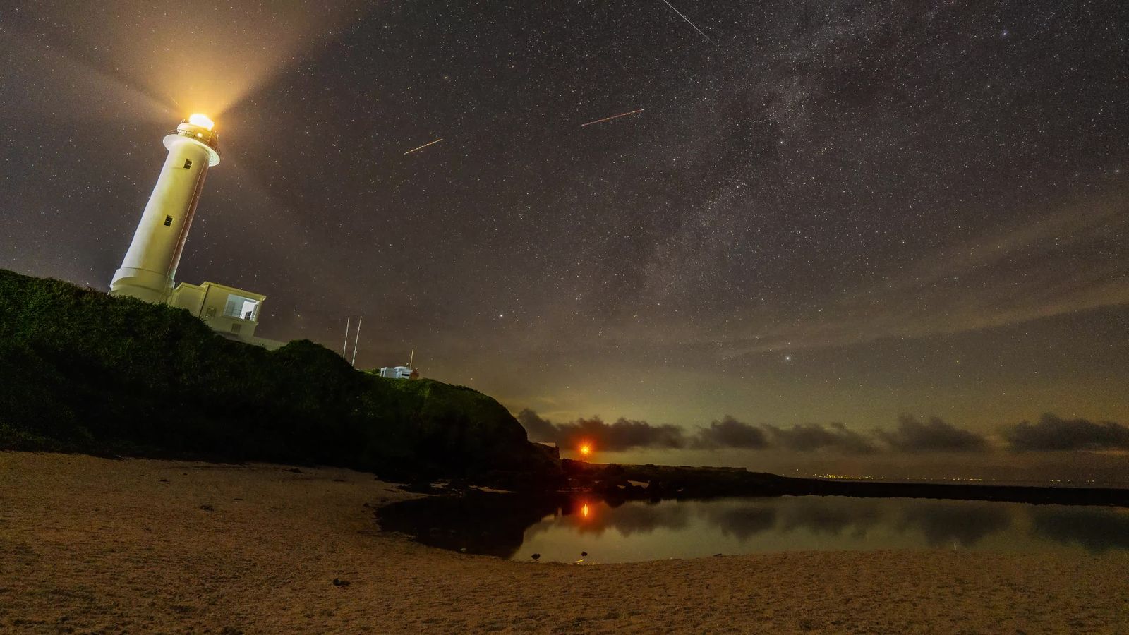 Majestic Lighthouse under Starry Milky Way Free Stock Video Footage ...