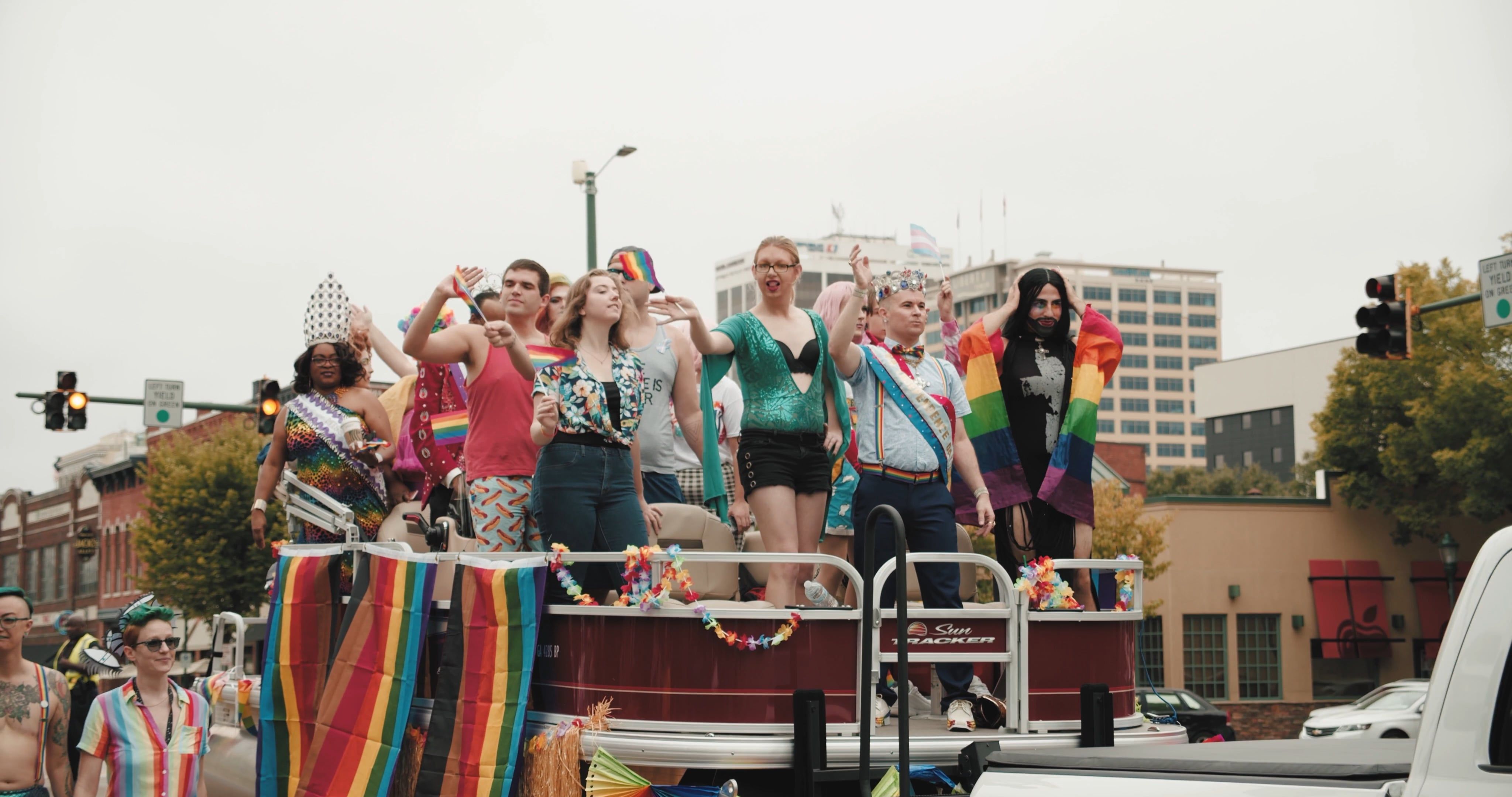 People On Board A Float Participating In A Street Parade Free Stock ...