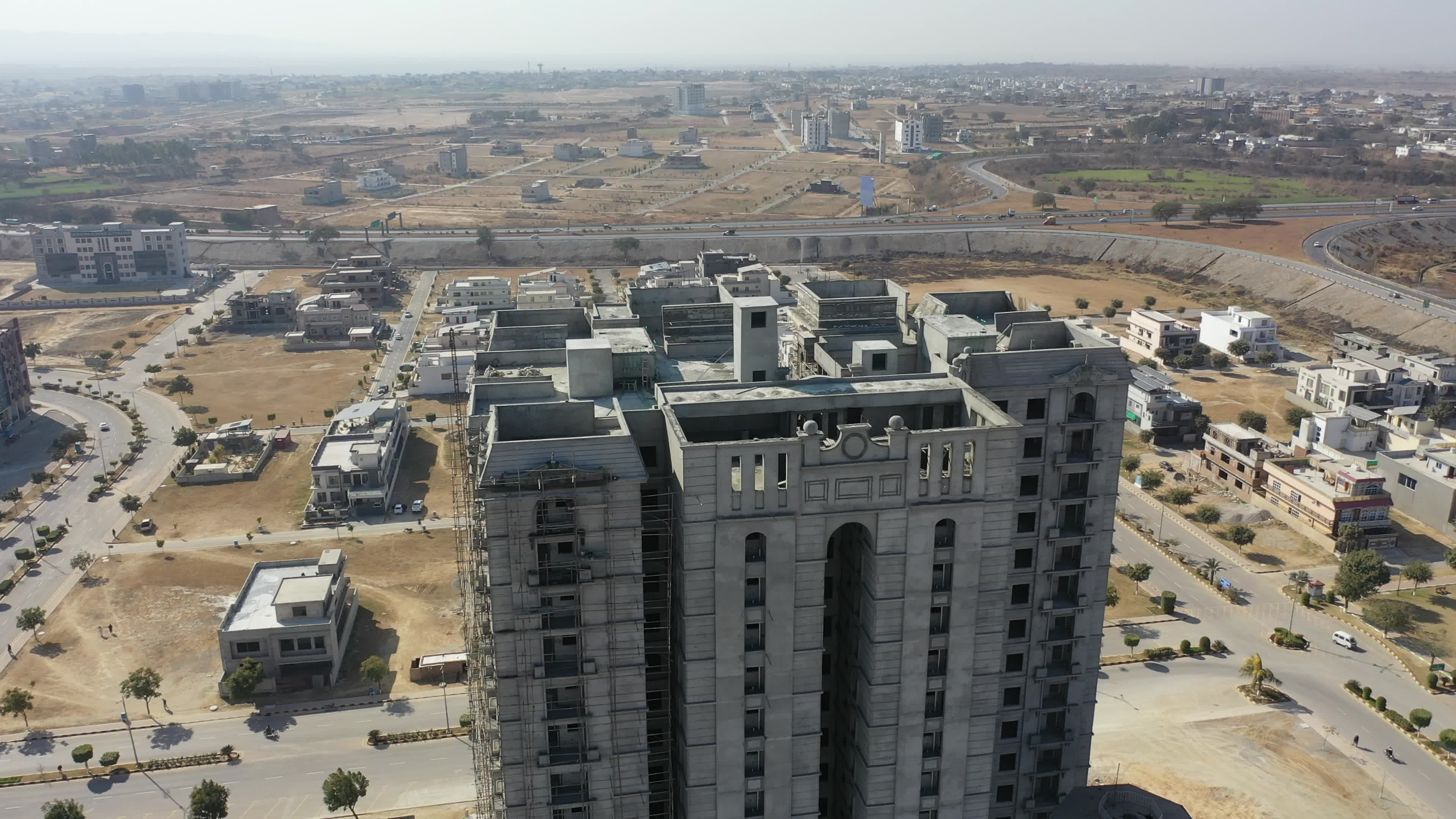 Aerial View of Unfinished High-rise Building Free Stock Video Footage ...