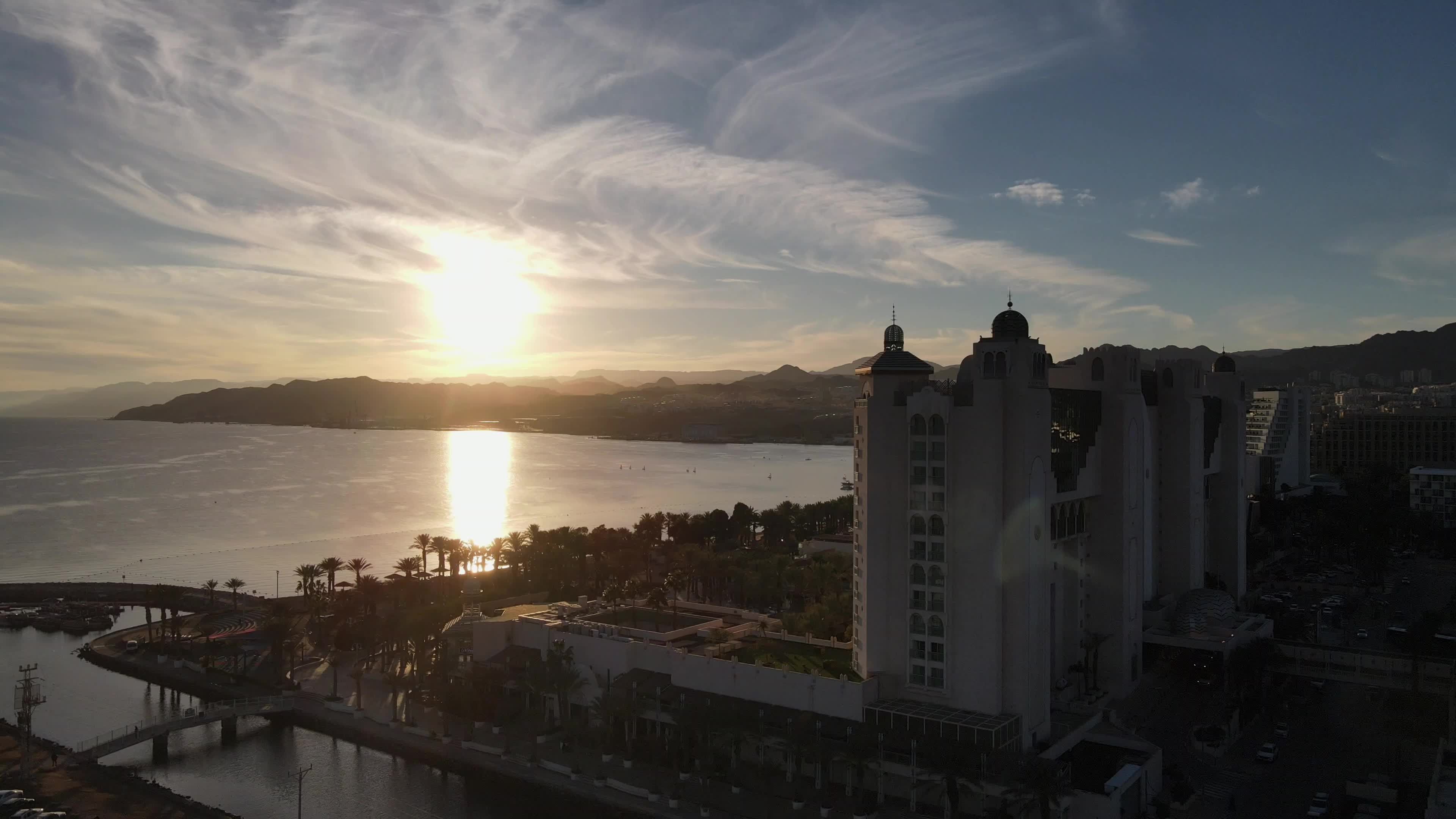 Stunning Aerial View of Sunset Beach Cityscape Free Stock Video Footage ...