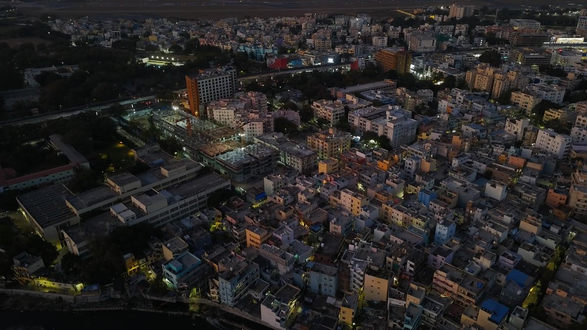 Aerial Night View of City Traffic and Skyline Free Stock Video Footage ...