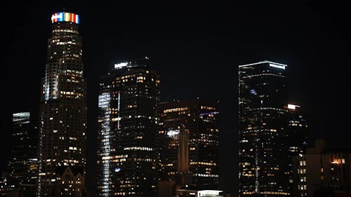 View Of Buildings In The City At Night