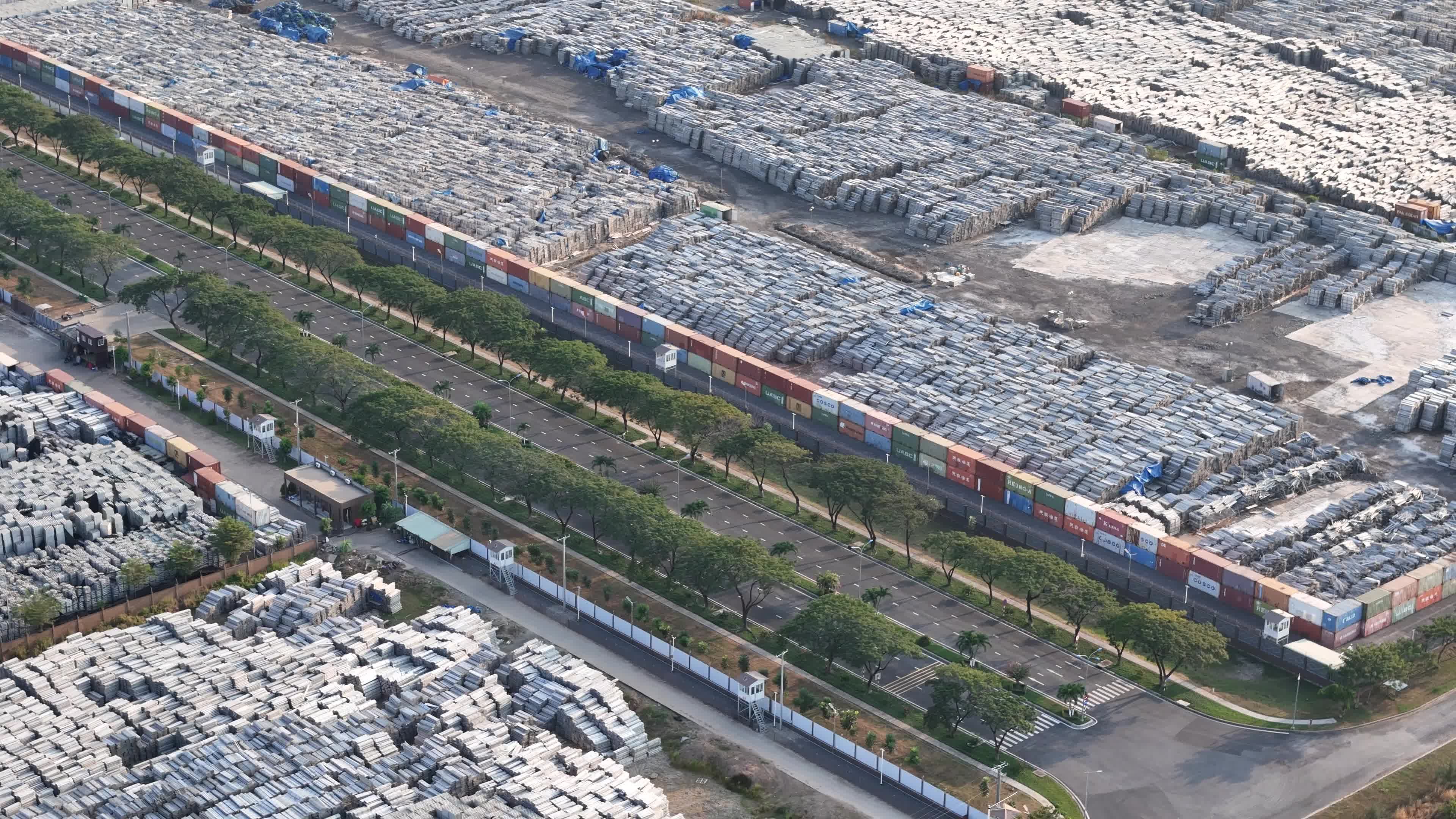 Aerial View of Industrial Warehouse Storage Yard Free Stock Video ...