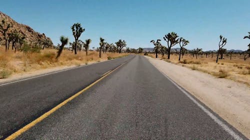 Fast Motion Footage Of Vehicles On A Road With The View Of The Desert Landscape At Daytime