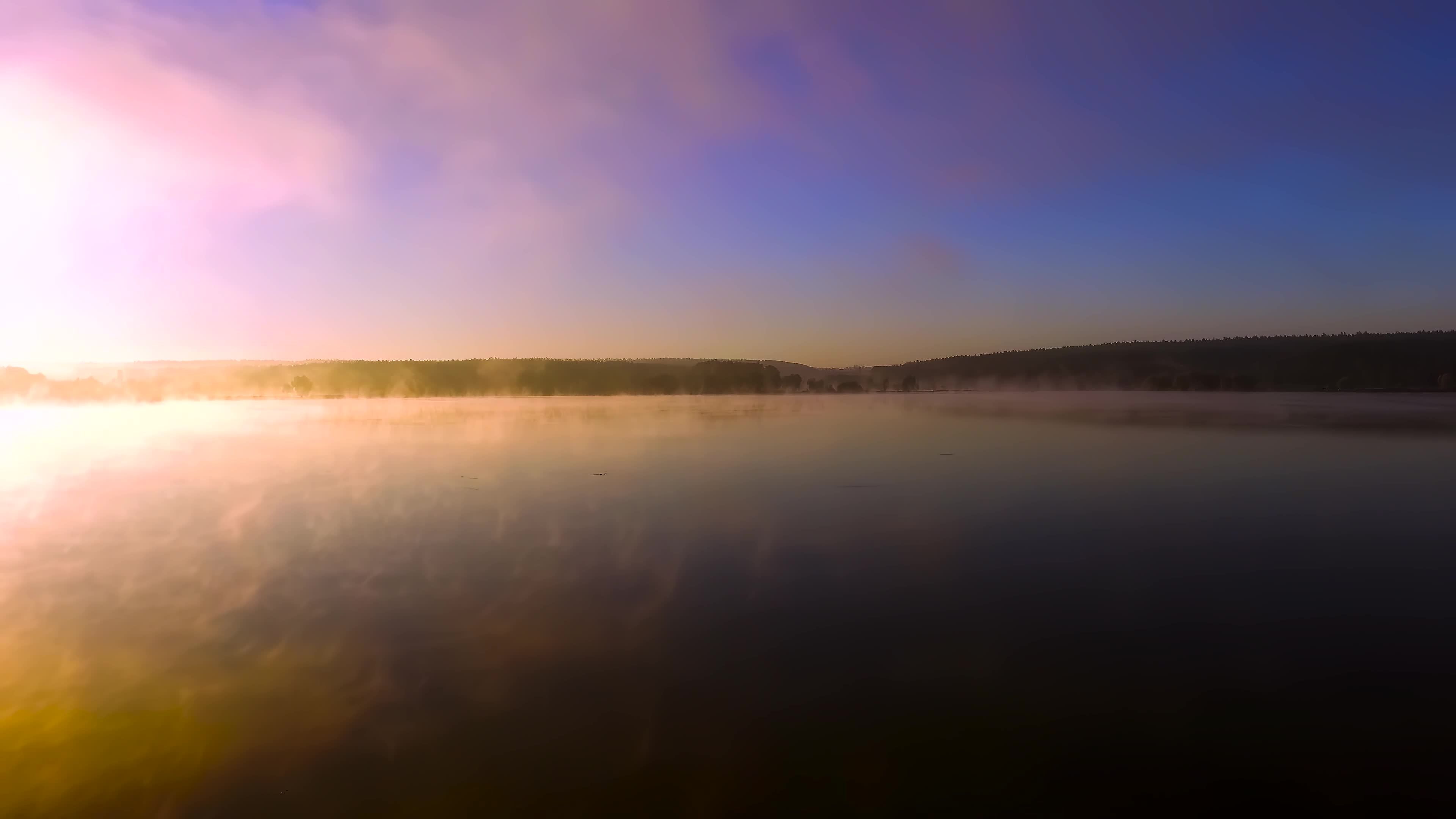 Aerial View of Serene Sunrise Lake Scene Free Stock Video Footage ...