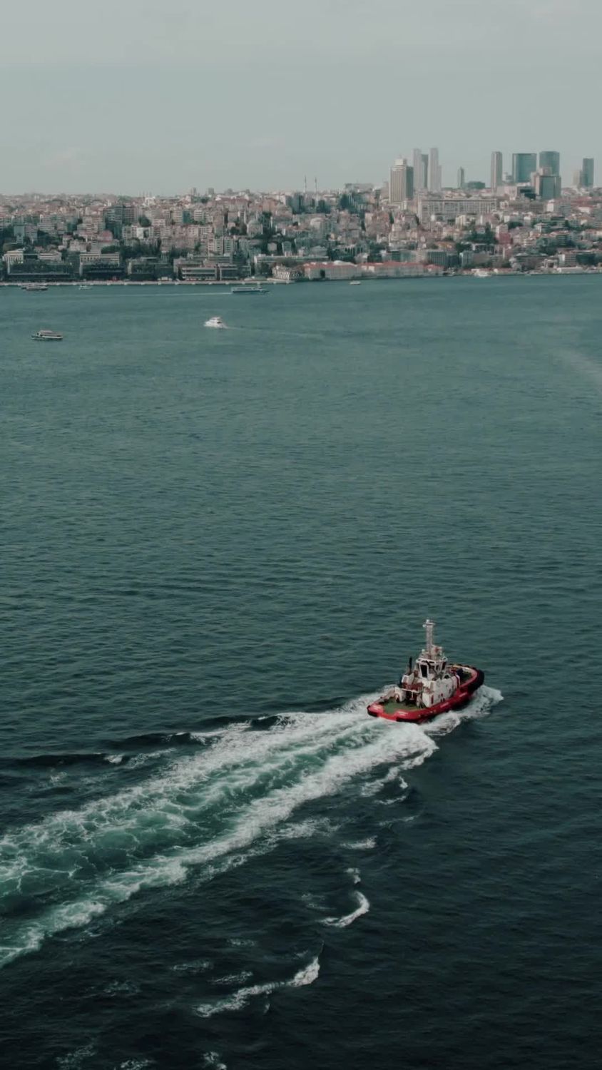 Majestic Drone View of a Bosphorus Coast Guard Boat Free Stock Video ...