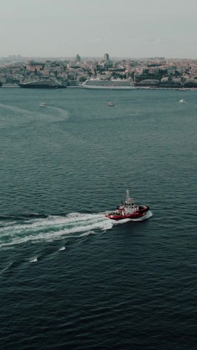 Majestic Drone View of a Bosphorus Coast Guard Boat Free Stock Video ...